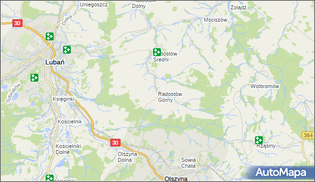 mapa Radostów Górny, Radostów Górny na mapie Targeo