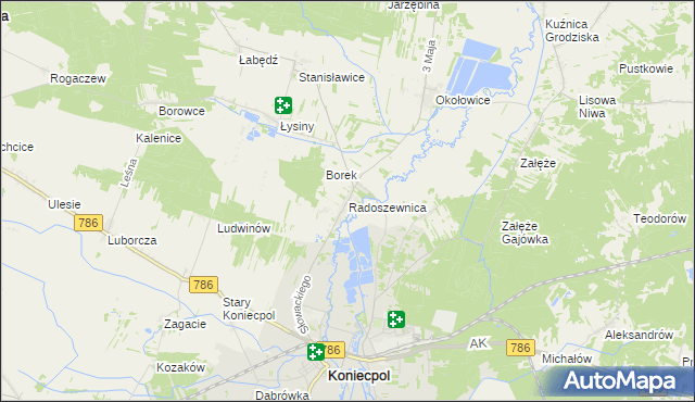 mapa Radoszewnica, Radoszewnica na mapie Targeo