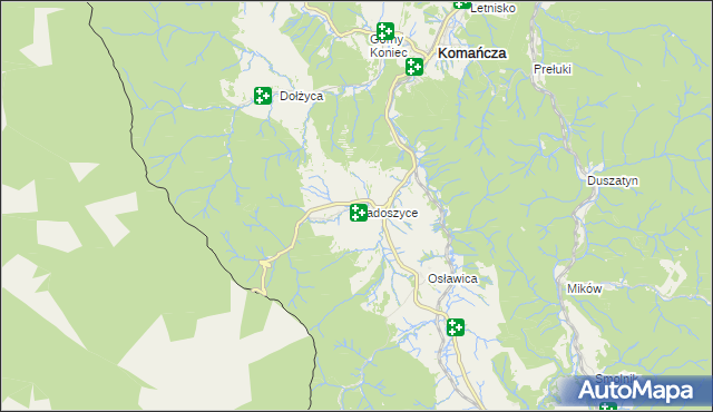 mapa Radoszyce gmina Komańcza, Radoszyce gmina Komańcza na mapie Targeo