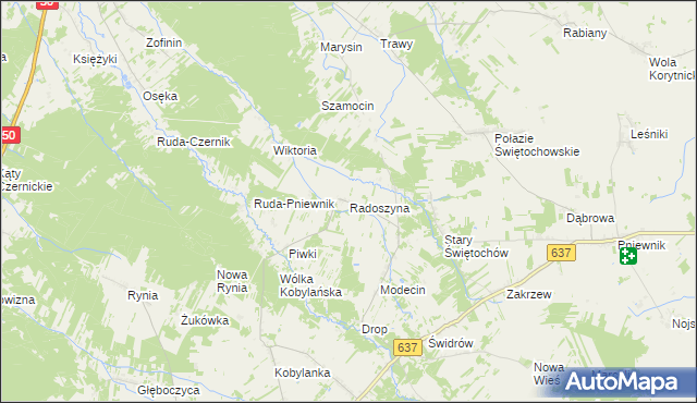 mapa Radoszyna, Radoszyna na mapie Targeo