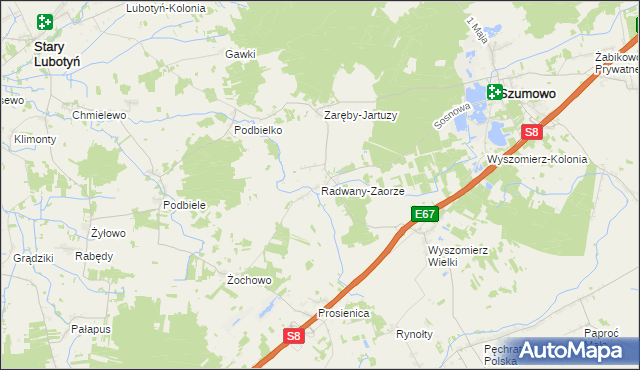 mapa Radwany-Zaorze, Radwany-Zaorze na mapie Targeo