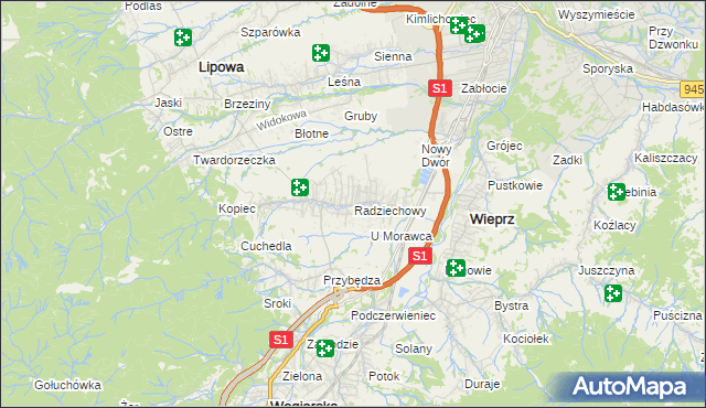 mapa Radziechowy, Radziechowy na mapie Targeo