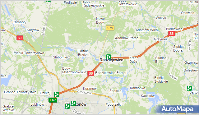 mapa Radziejowice, Radziejowice na mapie Targeo