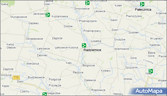 mapa Radziemice, Radziemice na mapie Targeo