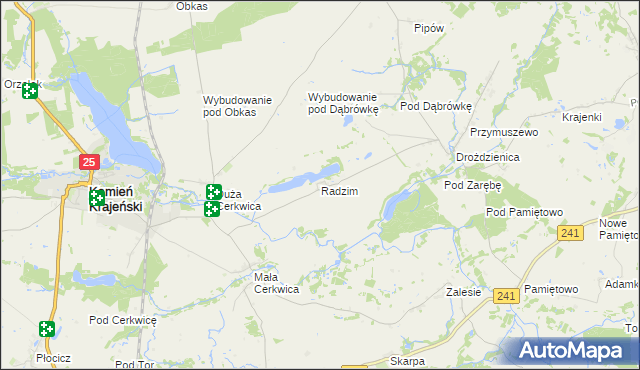 mapa Radzim gmina Kamień Krajeński, Radzim gmina Kamień Krajeński na mapie Targeo