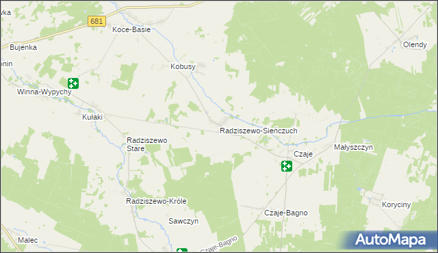 mapa Radziszewo-Sieńczuch, Radziszewo-Sieńczuch na mapie Targeo