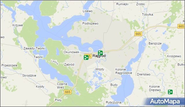 mapa Rajgród powiat grajewski, Rajgród powiat grajewski na mapie Targeo