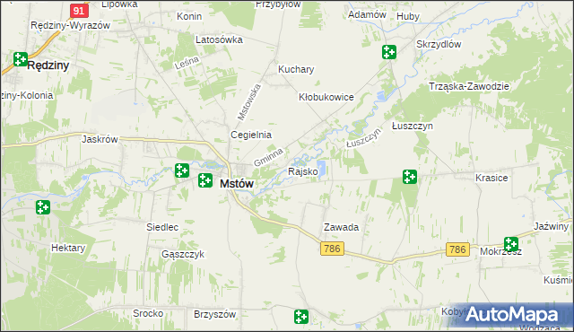 mapa Rajsko gmina Mstów, Rajsko gmina Mstów na mapie Targeo