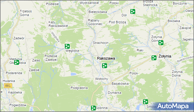 mapa Rakszawa powiat łańcucki, Rakszawa powiat łańcucki na mapie Targeo