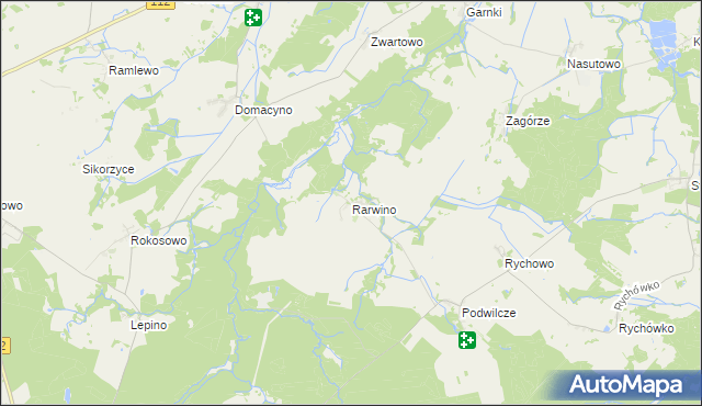 mapa Rarwino gmina Białogard, Rarwino gmina Białogard na mapie Targeo