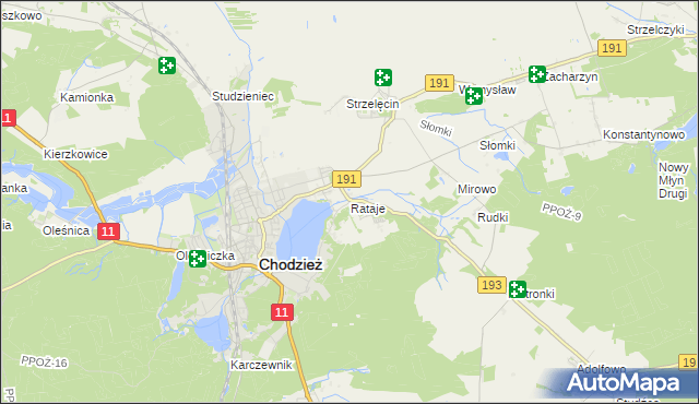 mapa Rataje gmina Chodzież, Rataje gmina Chodzież na mapie Targeo