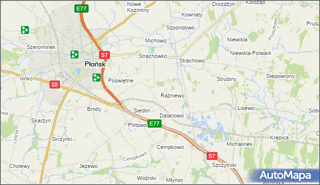 mapa Raźniewo, Raźniewo na mapie Targeo