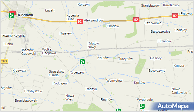 mapa Rdutów gmina Chodów, Rdutów gmina Chodów na mapie Targeo