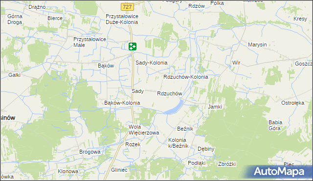 mapa Rdzuchów, Rdzuchów na mapie Targeo