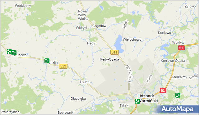 mapa Redy-Osada, Redy-Osada na mapie Targeo