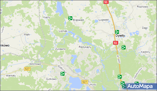 mapa Redykajny, Redykajny na mapie Targeo