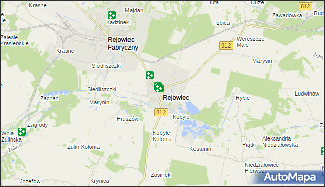 mapa Rejowiec powiat chełmski, Rejowiec powiat chełmski na mapie Targeo