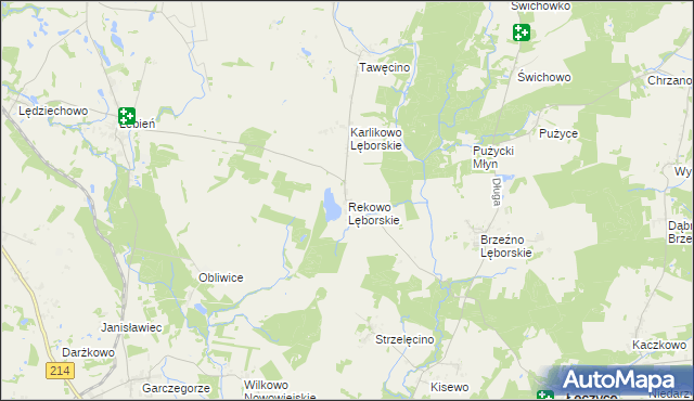 mapa Rekowo Lęborskie, Rekowo Lęborskie na mapie Targeo