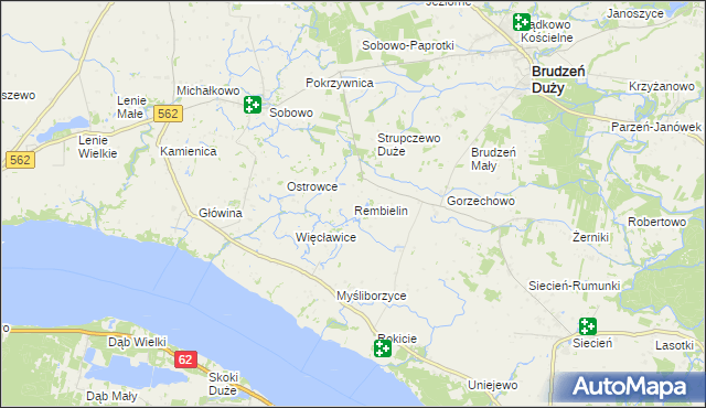 mapa Rembielin gmina Brudzeń Duży, Rembielin gmina Brudzeń Duży na mapie Targeo