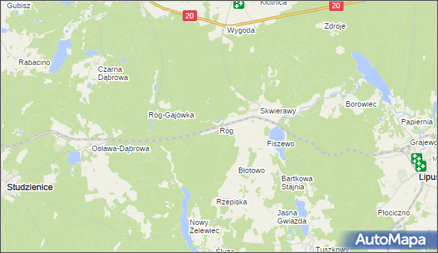 mapa Róg gmina Studzienice, Róg gmina Studzienice na mapie Targeo