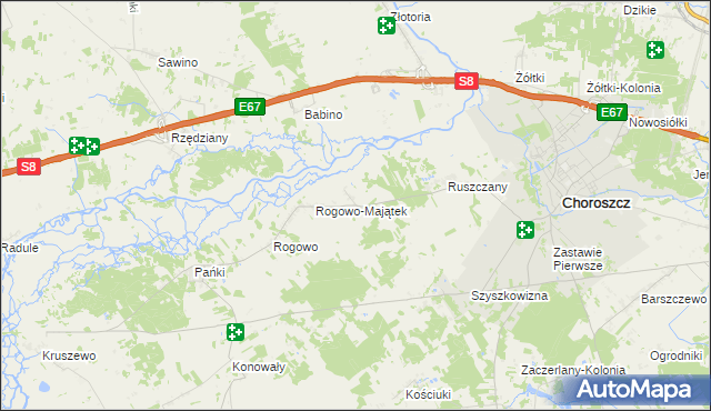 mapa Rogówek gmina Choroszcz, Rogówek gmina Choroszcz na mapie Targeo