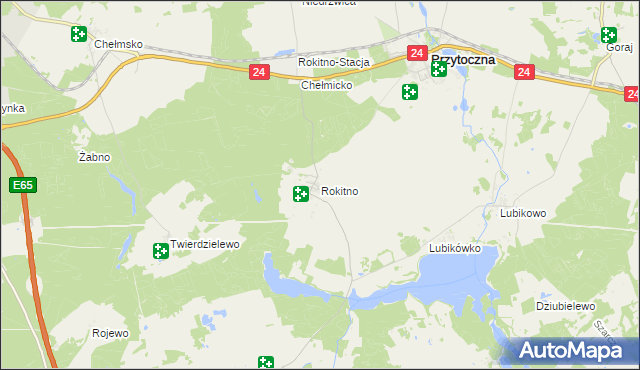 mapa Rokitno gmina Przytoczna, Rokitno gmina Przytoczna na mapie Targeo