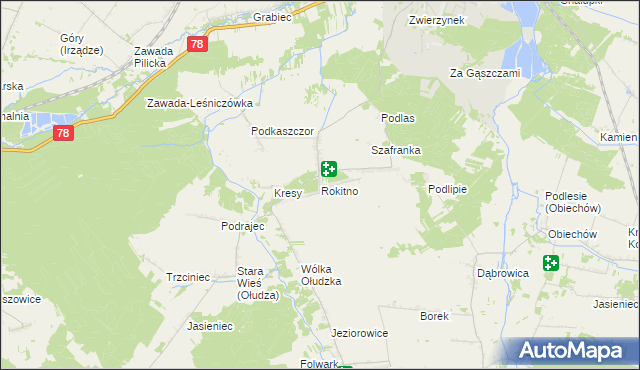 mapa Rokitno gmina Szczekociny, Rokitno gmina Szczekociny na mapie Targeo