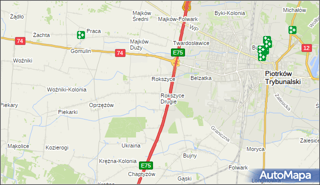 mapa Rokszyce Drugie, Rokszyce Drugie na mapie Targeo