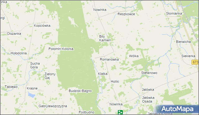 mapa Romanówka gmina Sidra, Romanówka gmina Sidra na mapie Targeo