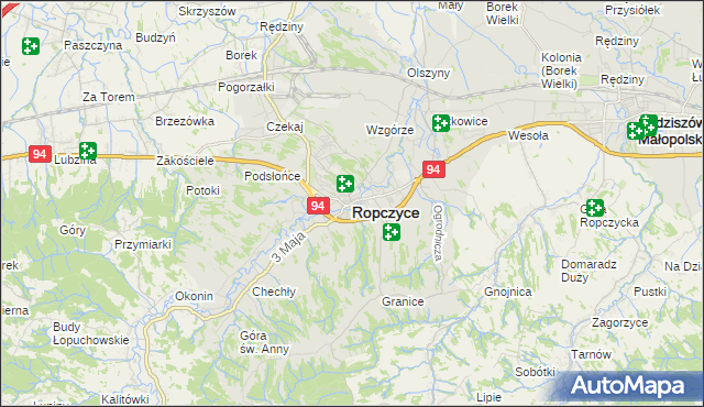 mapa Ropczyce, Ropczyce na mapie Targeo