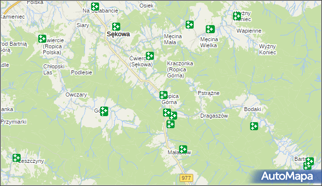 mapa Ropica Górna, Ropica Górna na mapie Targeo