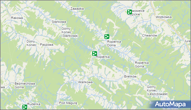 mapa Ropienka, Ropienka na mapie Targeo