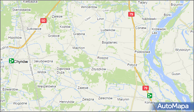 mapa Rososz gmina Chynów, Rososz gmina Chynów na mapie Targeo