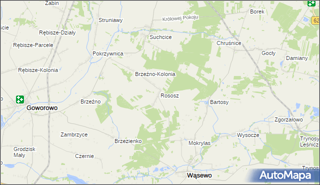 mapa Rososz gmina Wąsewo, Rososz gmina Wąsewo na mapie Targeo