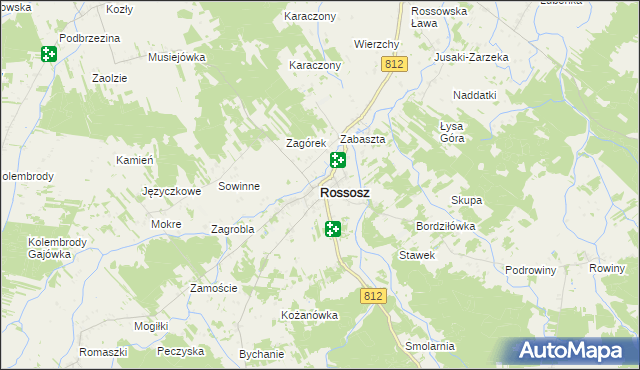 mapa Rossosz powiat bialski, Rossosz powiat bialski na mapie Targeo