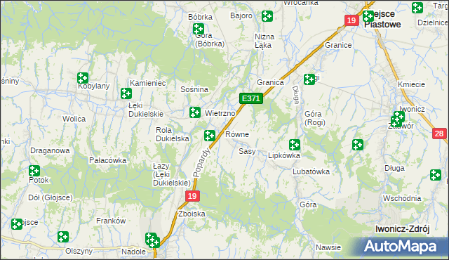 mapa Równe gmina Dukla, Równe gmina Dukla na mapie Targeo