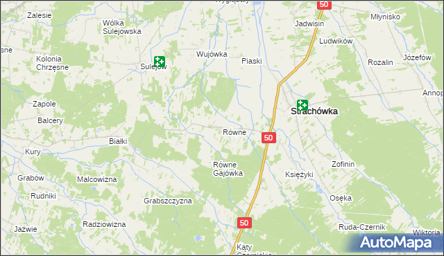 mapa Równe gmina Strachówka, Równe gmina Strachówka na mapie Targeo