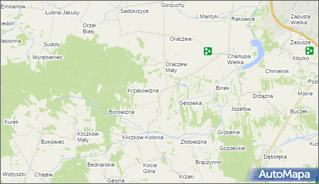 mapa Rowy gmina Wróblew, Rowy gmina Wróblew na mapie Targeo