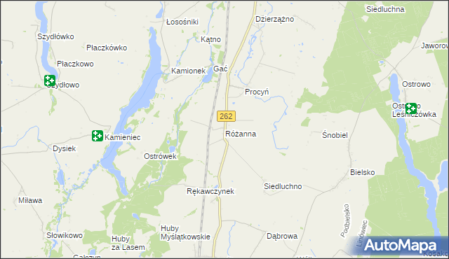mapa Różanna gmina Orchowo, Różanna gmina Orchowo na mapie Targeo