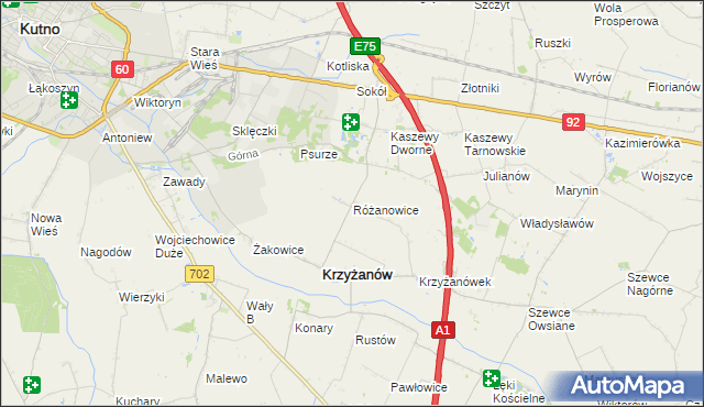 mapa Różanowice, Różanowice na mapie Targeo