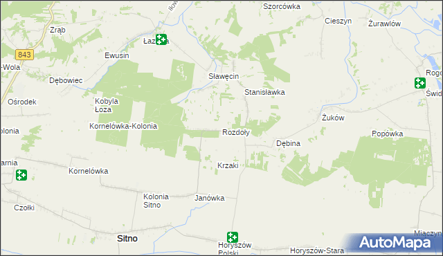 mapa Rozdoły gmina Sitno, Rozdoły gmina Sitno na mapie Targeo