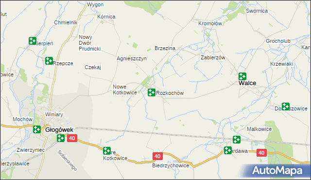 mapa Rozkochów gmina Walce, Rozkochów gmina Walce na mapie Targeo