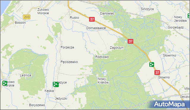 mapa Różkowo, Różkowo na mapie Targeo