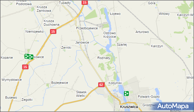 mapa Rożniaty gmina Kruszwica, Rożniaty gmina Kruszwica na mapie Targeo