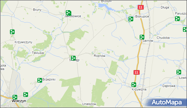 mapa Rożnów gmina Wołczyn, Rożnów gmina Wołczyn na mapie Targeo