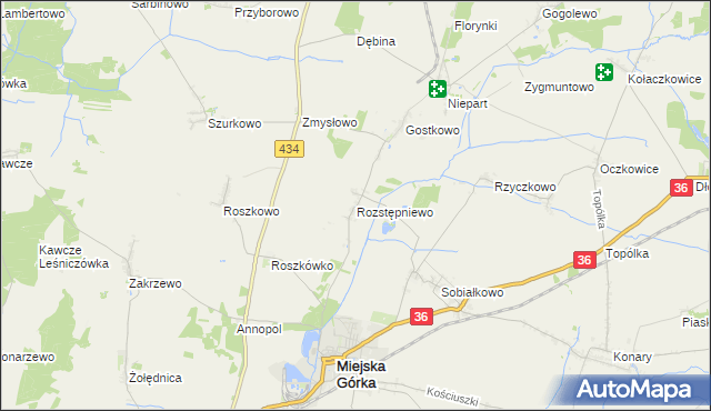 mapa Rozstępniewo, Rozstępniewo na mapie Targeo