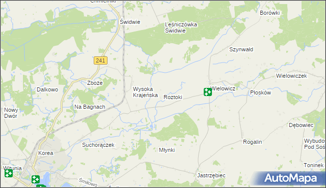 mapa Roztoki gmina Sośno, Roztoki gmina Sośno na mapie Targeo