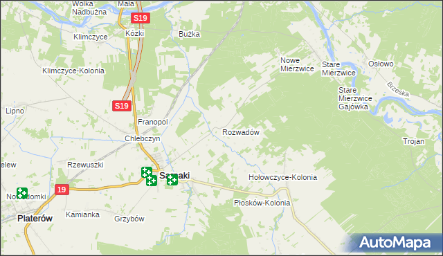 mapa Rozwadów gmina Sarnaki, Rozwadów gmina Sarnaki na mapie Targeo