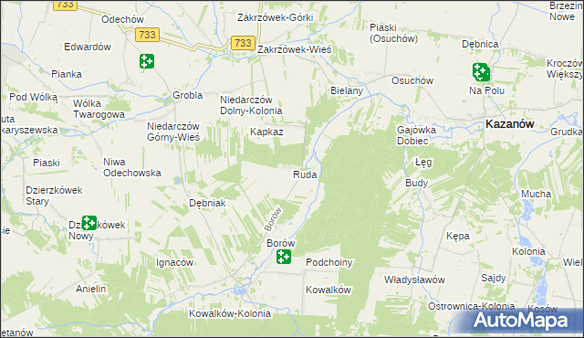 mapa Ruda gmina Kazanów, Ruda gmina Kazanów na mapie Targeo