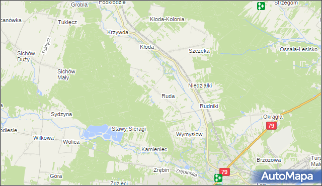 mapa Ruda gmina Rytwiany, Ruda gmina Rytwiany na mapie Targeo